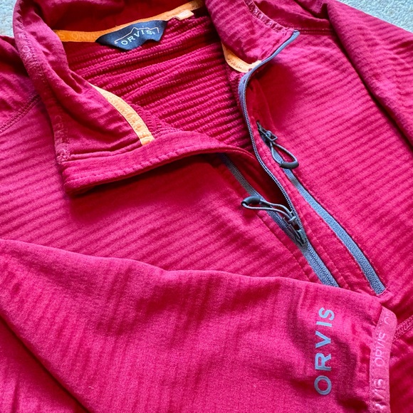 Orvis Men's Burgundy 1/2 Zip Pull Over Sweatshirt - Picture 1 of 3